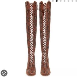 Stylish Over-the-Knee Snakeskin Boots